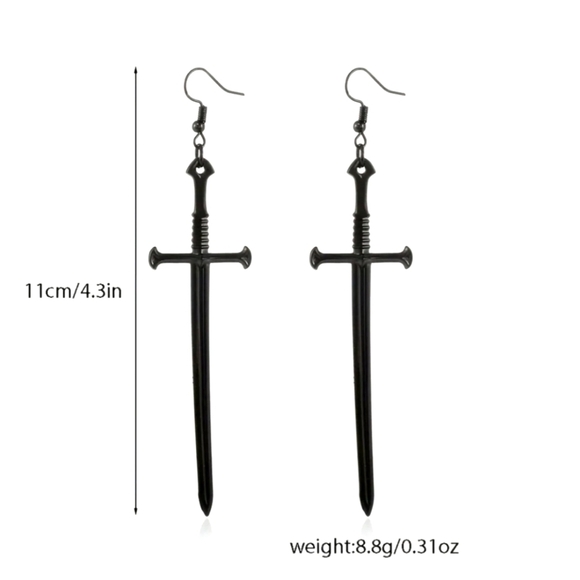 1 pair Mens Sword Dangle Earrings Vintage look Daggers - Picture 1 of 3